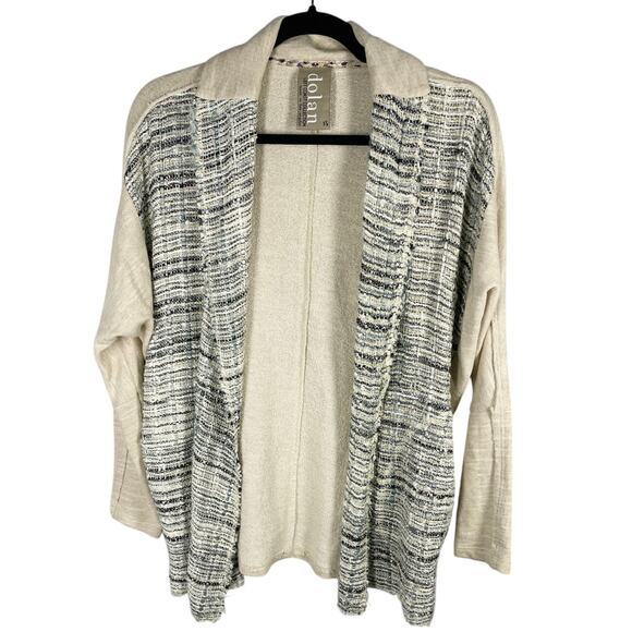 Dolan Left Coast, Size XS, Oatmeal & Blue Mixed Media Open Cardigan, Metallic - Picture 1 of 7